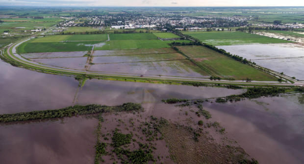 Así se ve el sector oeste del casco urbano desde el aire (Foto: Prensa Provincia).