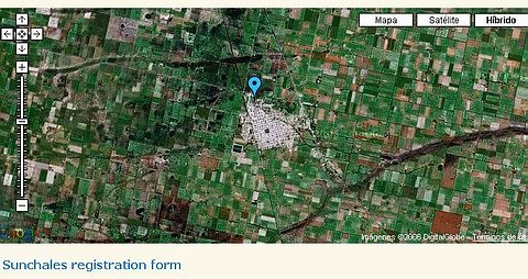 La vista de Sunchales desde el espacio, tomada desde un satélite usado por Google.