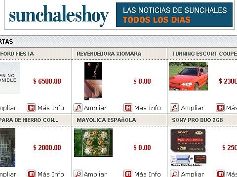 La portada del sitio de clasificados.