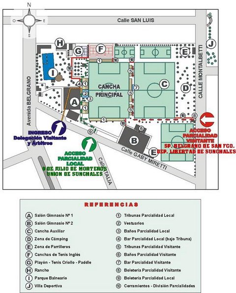 Los accesos al estadio para cada parcialidad (Prensa Unión). Los accesos al estadio para cada parcialidad (Prensa Unión).