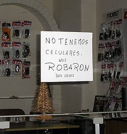 Detalle del cartel colocado a modo de información a los clientes.