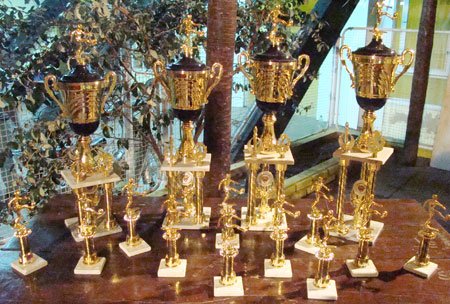 Parte de los trofeos que serán entregados a los pequeños (Prensa Libertad).