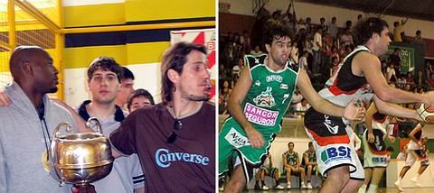 Emilio Dominguez, junto a compañeros del plantel campeón y Javier Ledesma en acción en Unión.