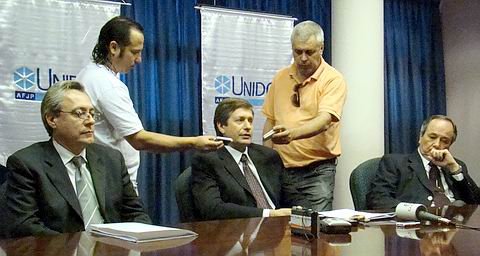 Los responsables de Unidos AFJP en la rueda de prensa.