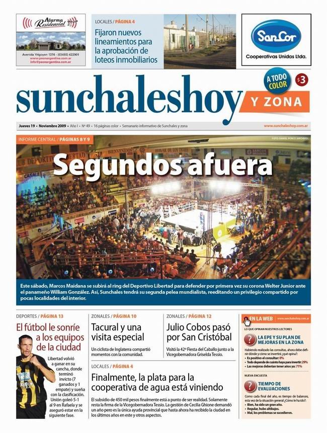 La edición Nº 49 de sunchaleshoy, ya en la calle en la tarde.