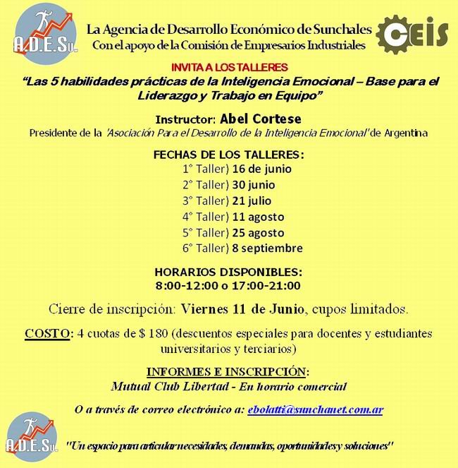 Los talleres acercados por la Adesu.