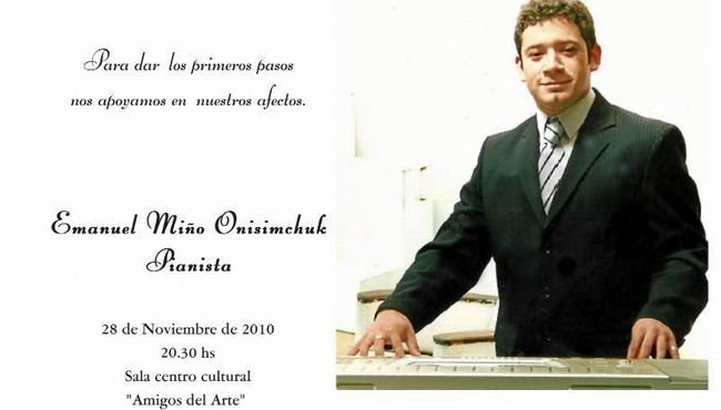 Invitación al evento, con la imagen de Emanuel Minio.