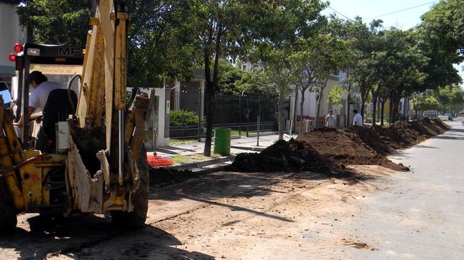 Vista de las tareas que se realizaron en calle Tucumán.