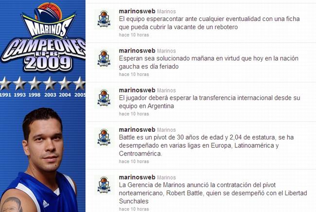 Impresión de la cuenta oficial verificada de los Marinos de Venezuela.