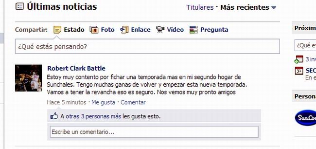 La confirmación de Battle de su renovación, vía Facebook.