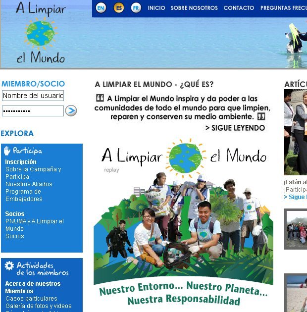 Captura de pantalla del sitio web de la iniciativa global.