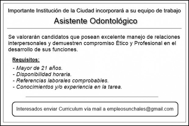 Clasificado Asistente Odontologico