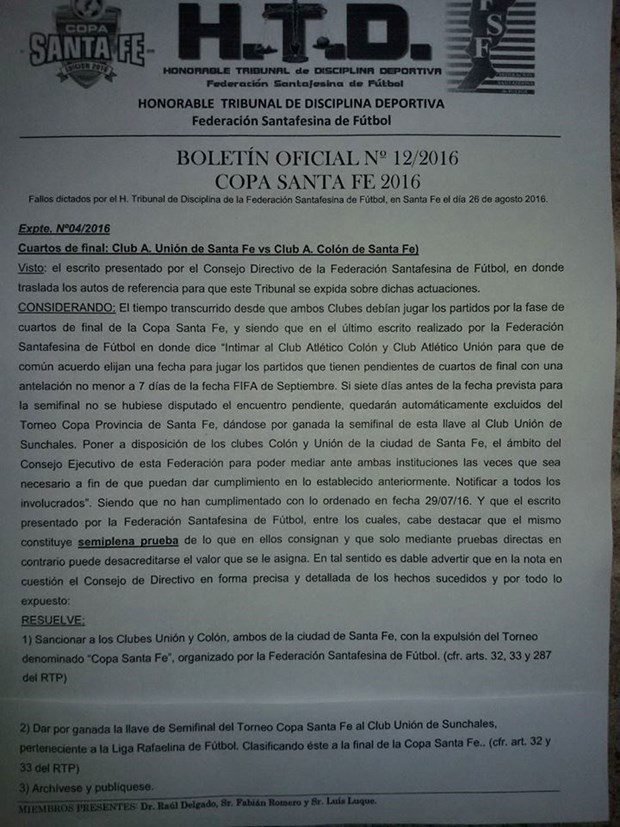Copa Santa Fe - Unión